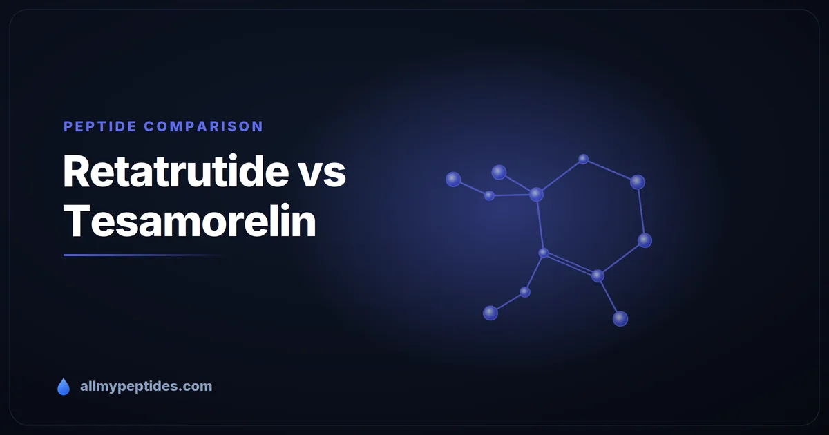 Retatrutide and Tesamorelin research peptide vials compared